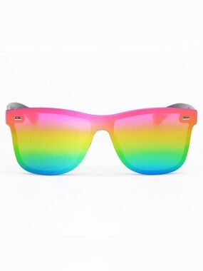 TOPFOXX SUSTAINABLE FUTURE
MULTICOLOR WAYFARER RAINBOW SHIELD SUNGLASSES W/ CASE